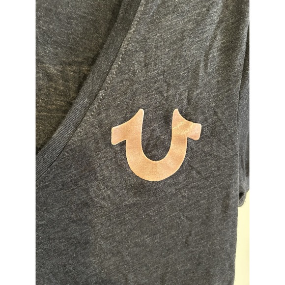 True Religion Women's Buddha Logo Script Deep V-Neck Tee T-Shirt‎ - Picture 4 of 7